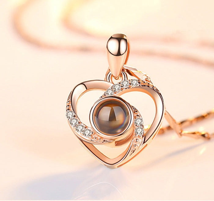 Spiral Heart Projection Necklace